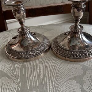 Elegant Detail Silver Plated Candlestick Holders